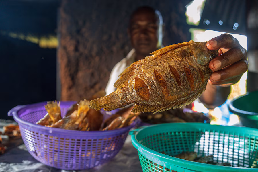 The fish is ready for the plate.

