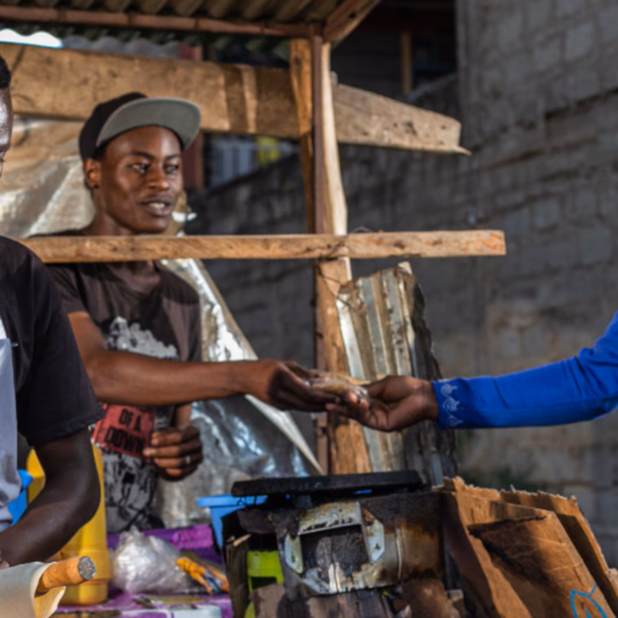 Worker making payment