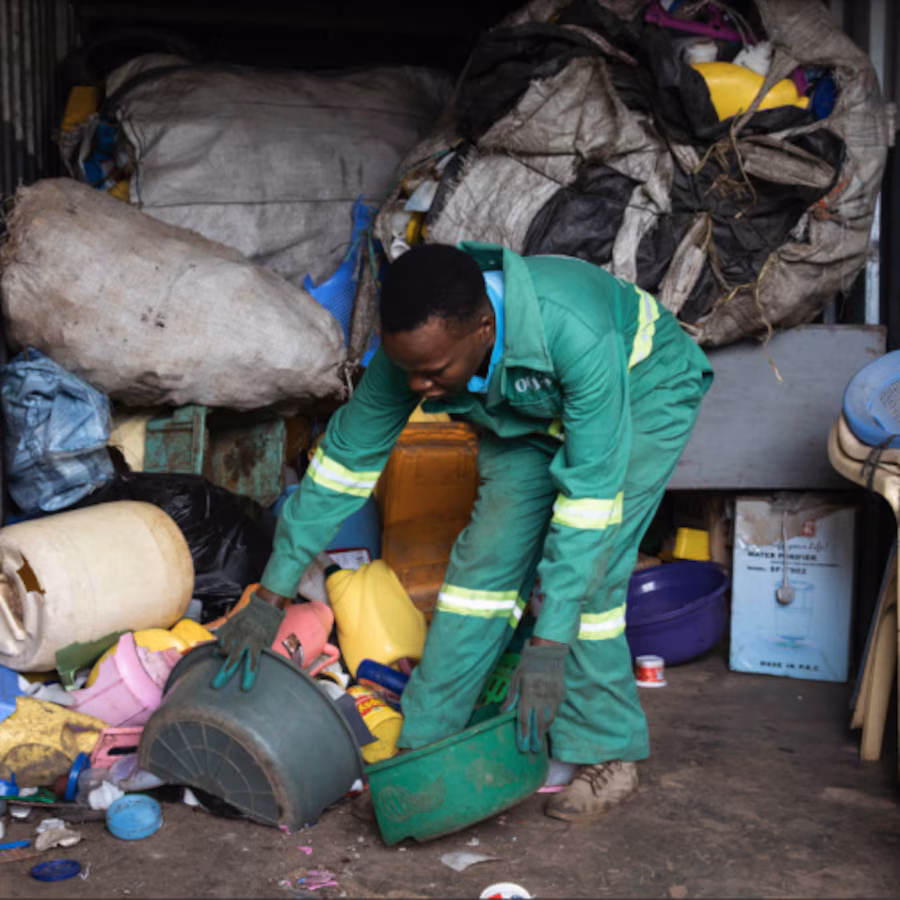 Plastic waste being cleared