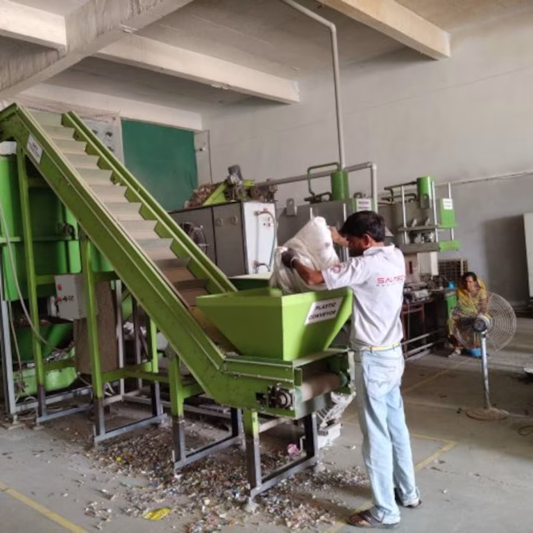 Worker at Saltech factory